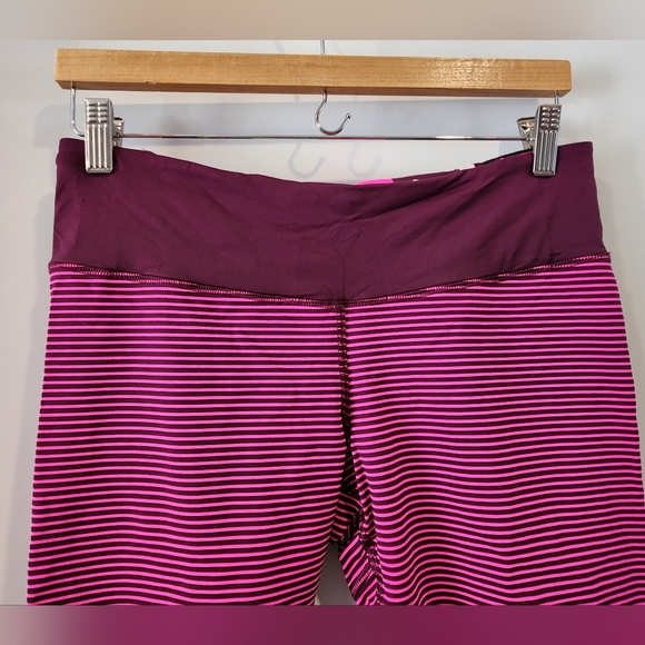 Lululemon Run For Your Life Crop Hyper Stripe Plum Pow Raspberry Glo Light Sz 10 - Picture 2 of 7